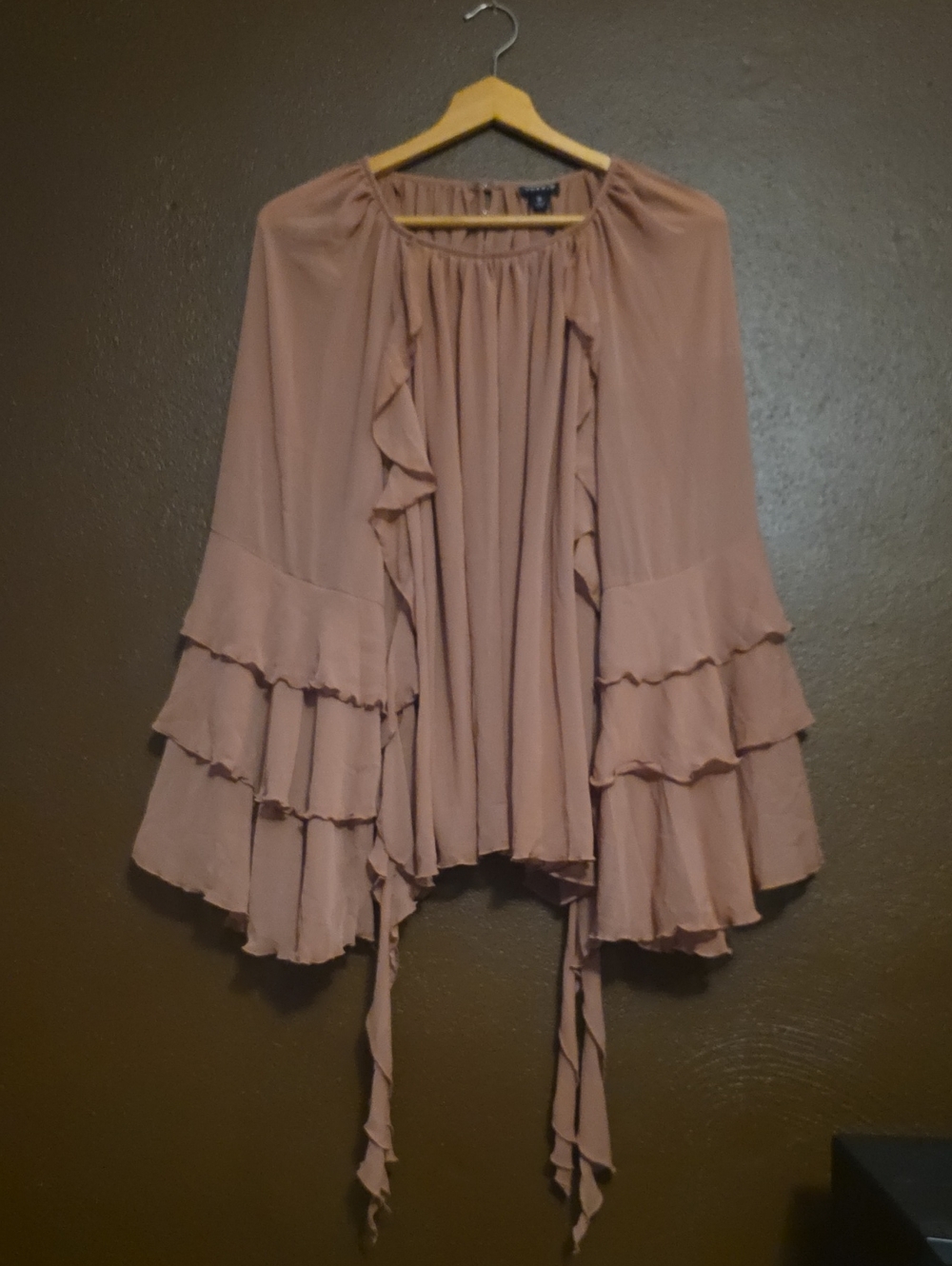 torrid Dusty Rose Ruffled Tie-Front Sheer Blouse